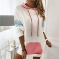 thumbnail image 2 of Fesfesfes 2022 New Women Loose Hooded Sweater With Contrast Fashion T-shirt Top Blouse Hoodie Tops on, 2 of 4