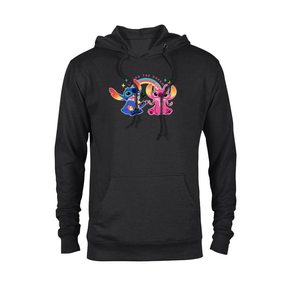 Disney Stitch and Angel Living the Dream - Pullover Hoodie for Adults - Customized-Black