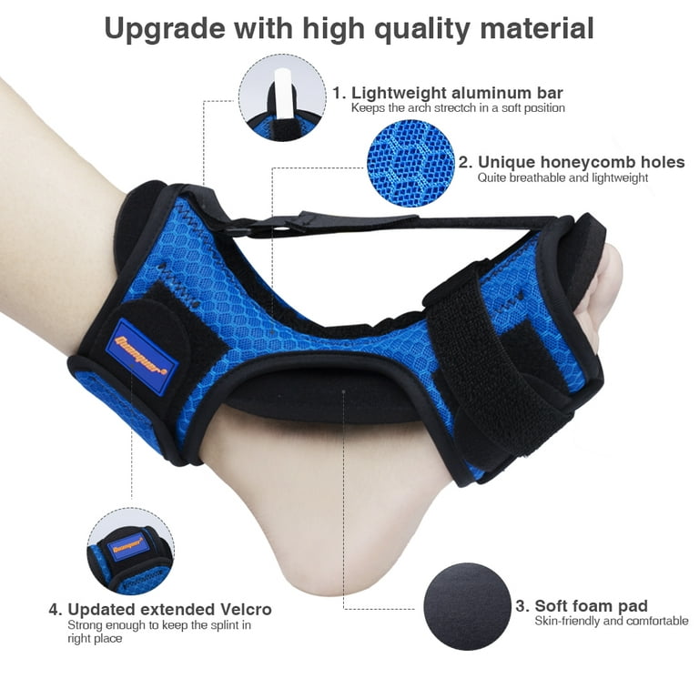 Quanquer Adjustable Plantar Fasciitis Night Splint Ankle Brace with 2  Compression Socks for Unisex
