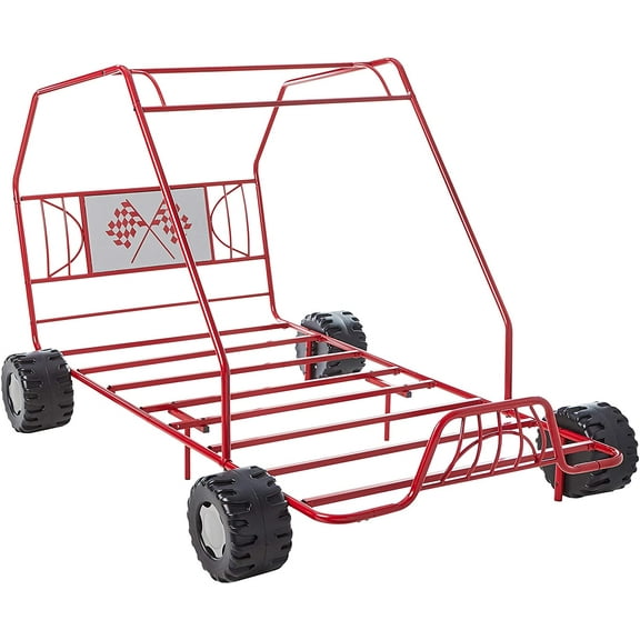 Acme Xander Go-Kart Metal Tube Car Bed, Twin, with Slat System, Multiple Finishes