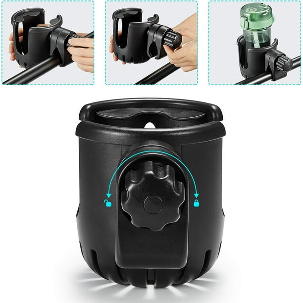 Portavasos para bicicleta, soporte para botella de agua de bicicleta (sin tornillos), soporte universal para bebidas de bicicleta con rotación de 360 grados para bicicletas