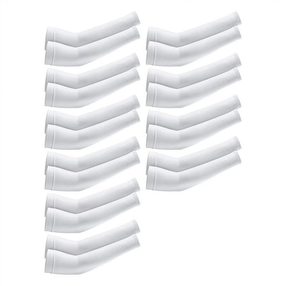 10 Pairs Cooling Arm Sleeves UV Protection Warmers Sleeves for Men&Women,For Running, Cycling, Hiking, Golf,White,10 Pairs X Arm Sleeves,White