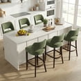 thumbnail image 3 of VKNOW Modern Curved Back 6-Piece Counter Height Bar Stools, Upholstered Kitchen Bar Stools with Footrest for Kitchen Island and Dining Room,Green, 3 of 11