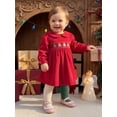 thumbnail image 3 of Cjfdfy Toddler Baby Girl Christmas Dress Embroidery Corduroy Smocked Collar Long Sleeve a-line Dresses Little Baby Cute My First Christmas Fall Winter Outfits 6M-4Y ﻿, 3 of 9