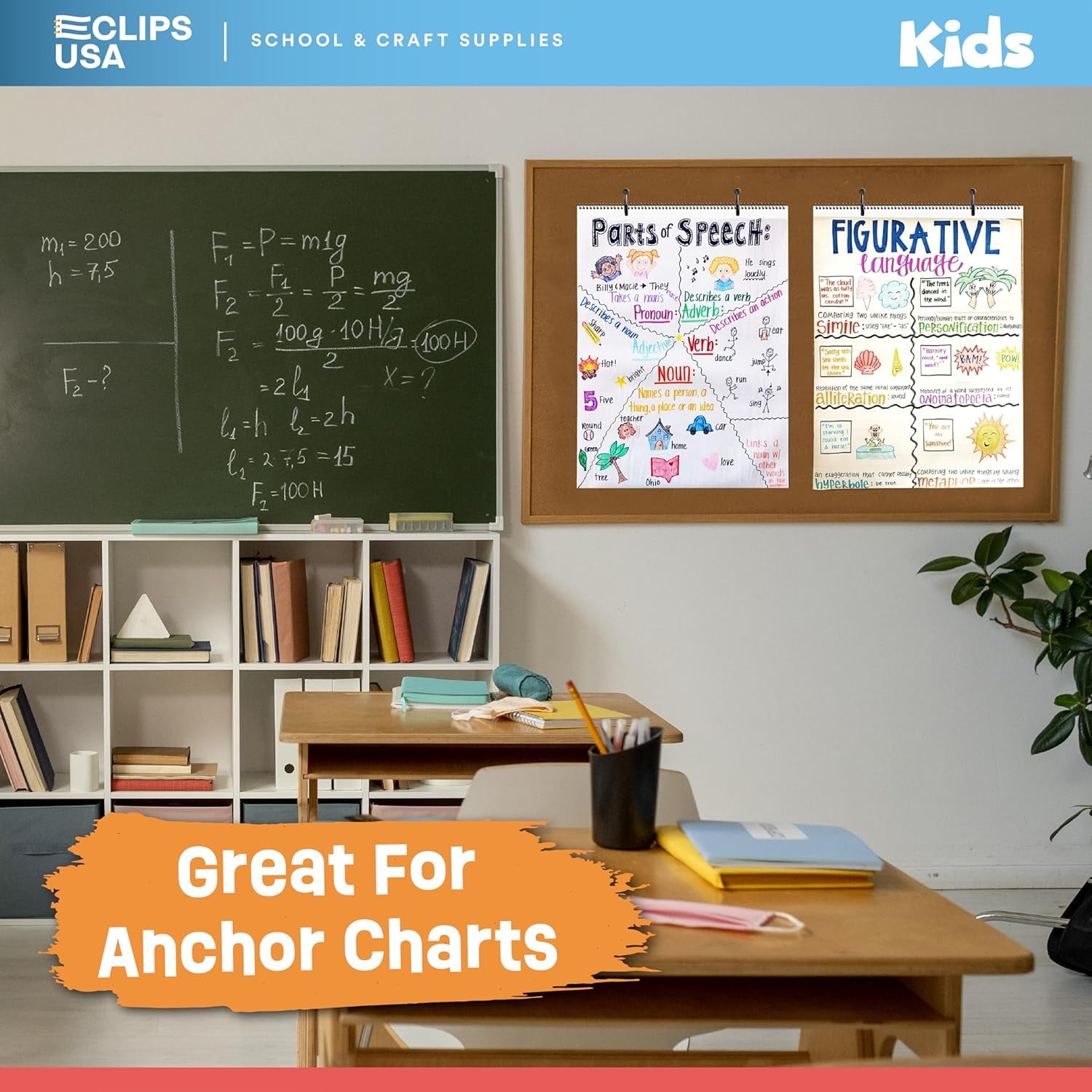 E-CLIPS USA Unuled Anchor Chart Paper 25-Sheet Large Writing Pad, 24” x 32”, Pack of 3