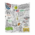 thumbnail image 1 of American Soft Flannel Fleece Blanket, New York City Culture Metropolitan Museum Broadway Crossroad Wall Street Sketch Style, Cozy Plush for Indoor and Outdoor Use, 70" x 90", White, by Ambesonne, 1 of 6