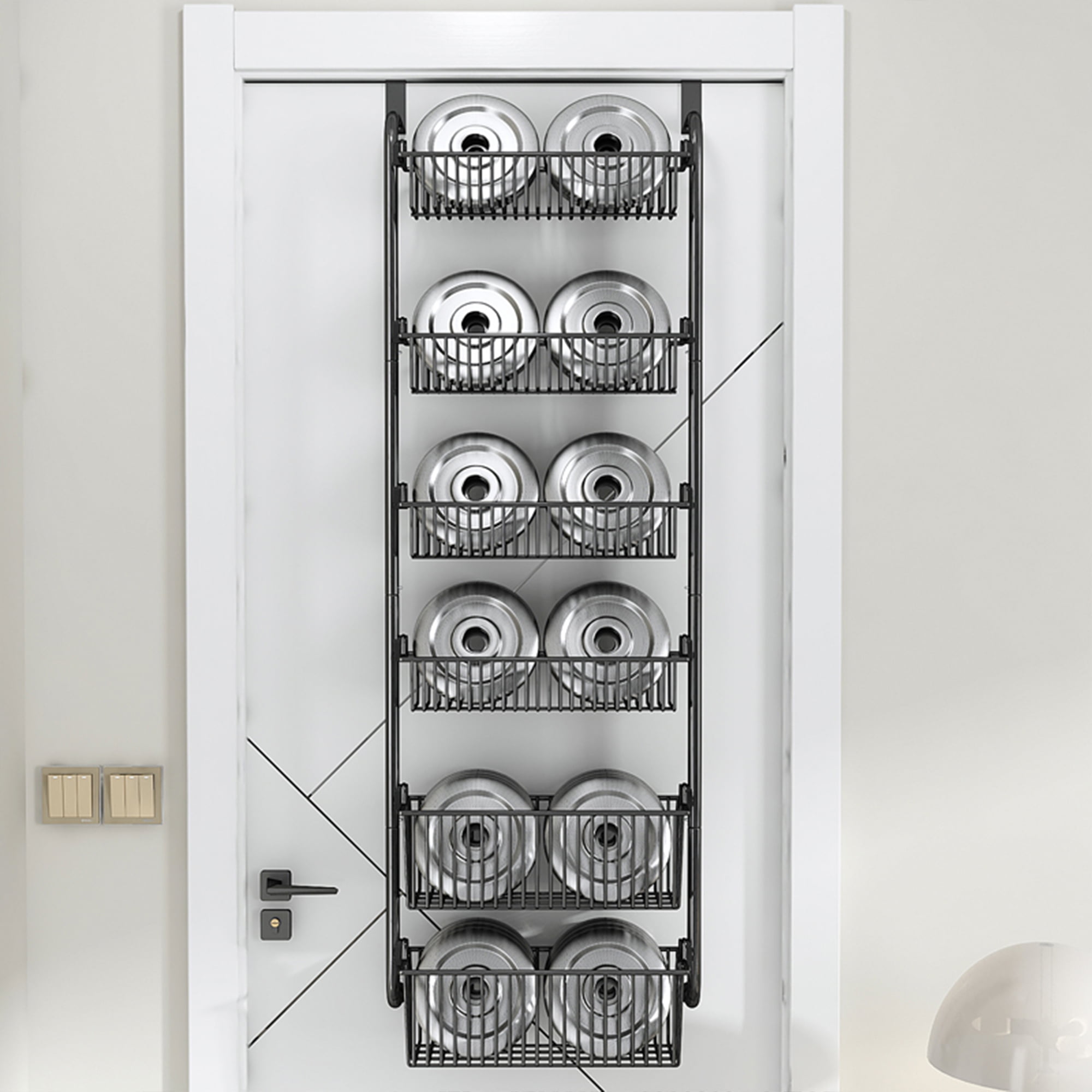6-Tier Over the Door Pantry Organizer, Heavy-Duty Metal Pantry Door  Organizer with 6 Baskets, Hanging Storage Door Organization Kitchen Spice  Rack(4x4.72+2x5.9 Width Baskets, Cream White) 