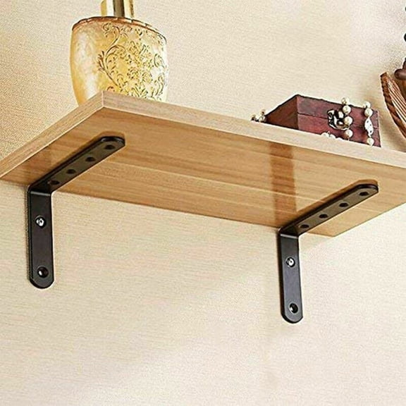 Homelyt Shelf Brackets Heavy Duty L Bracket Angle Brackets for Shelves Wall Hanging Right Corner Brace Black Powder Coated Steel 1 Pack
