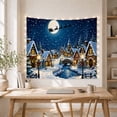thumbnail image 5 of Moon Stars Magical with Snow Covered Village at, Mystical Fantasy for Space Lovers, Galaxy Room Decor, Christmas Gift, Tapestry Wall Hanging for Bedroom and Dorm, 5 of 7
