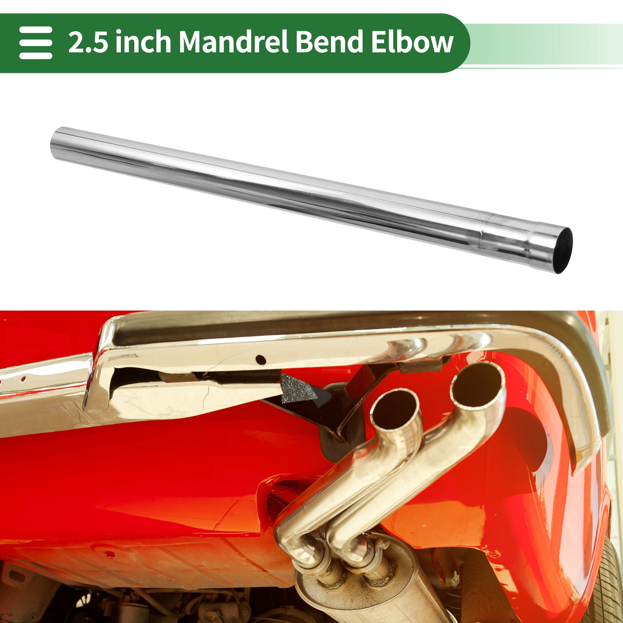 Straight Exhaust Pipe Tube Car Exhaust Pipe Mandrel Bend DIY Custom Tubing Pipe 2.5" OD 30" Length T304 Stainless Steel Silver Tone