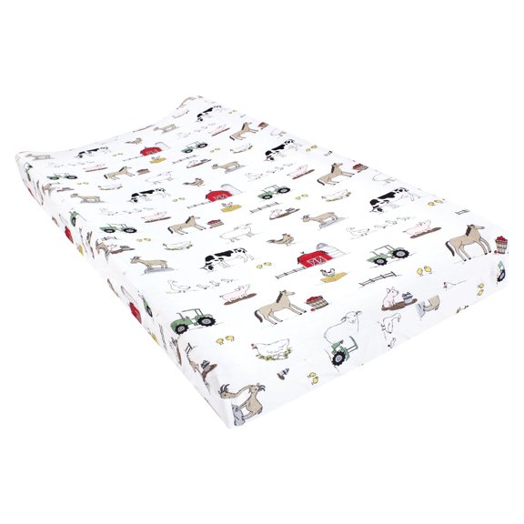 Hudson Baby Unisex Baby Cotton Changing Pad Cover, Farm, One Size