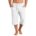 thumbnail image 5 of Migroa Mens Solid Capri Pants Elastic Waist Stretch Casual Trousers Summer Outdoor Beach Bottoms White XXL, 5 of 8