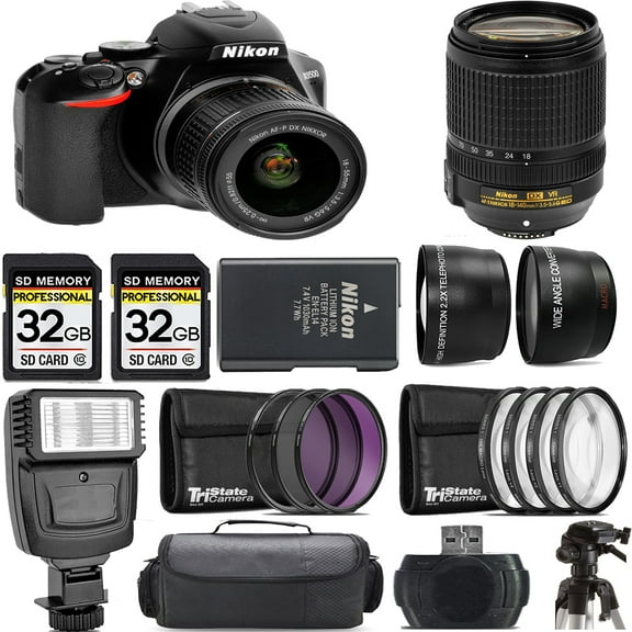 Nikon D3500 DSLR Camera with 18-55mm Lens  18-140mm f/3.5-5.6G Lens  Flash- Kit (International Version)