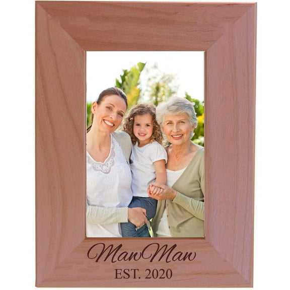 MawMaw Established Est. 2020 Engraved Alder Wood Picture Frame
