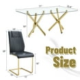 thumbnail image 3 of StnTalk Modern Dining Table Set for 6, 71" Glass Dining Table Top and Gold Metal Table Legs, Rectangle Dining Tables with 6 Black Upholstered Dining Chairs for Dining Room and Kitchen., 3 of 8
