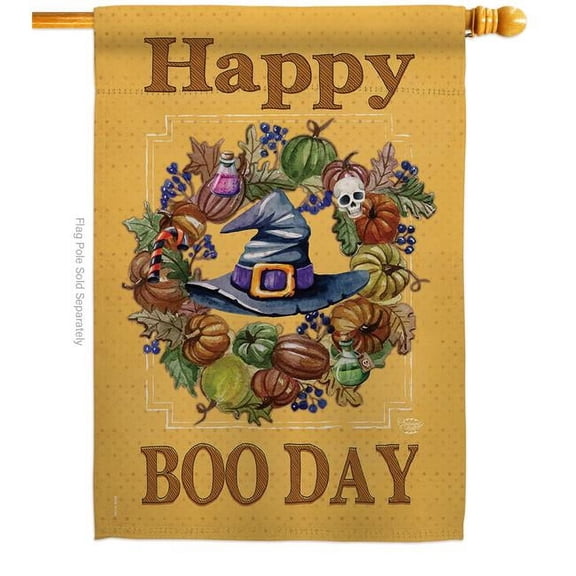 Ornament Collection H191028-BO 28 x 40 in. Happy Boo Day House Flag with Fall Halloween Double-Sided Decorative Vertical Flags Decoration Banner Garden Yard Gift