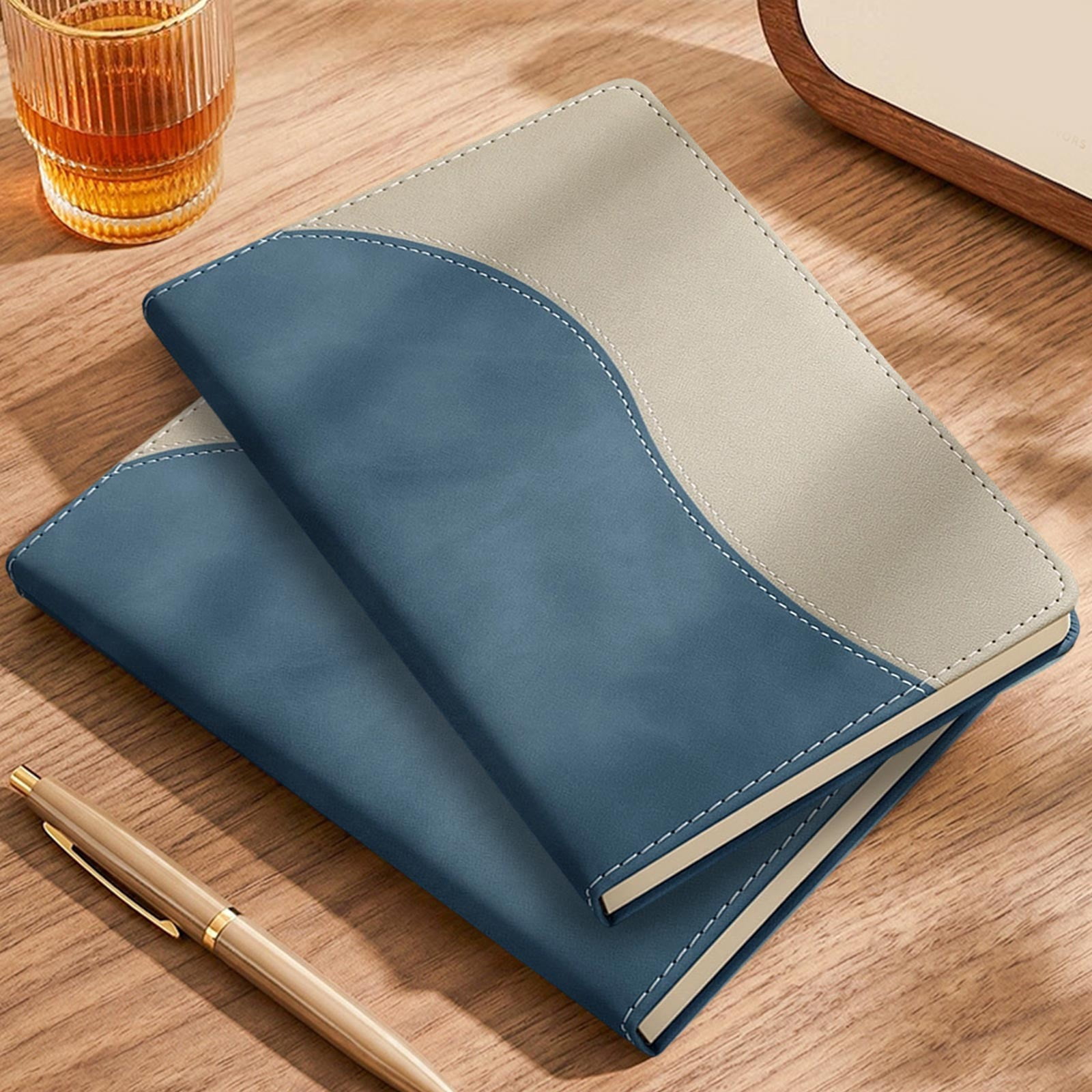 Roiihwy Softcover Journal Notebook, PU Leather Hardcover Notebooks, A5 College Ruled Thick Classic Loop work notebook for Writing, MulticolorC