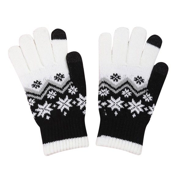 Black Womens Winter Gloves With Knitted Finger Design And Velvet For Touchscreen And Warmth In Free Size For Cold Weather