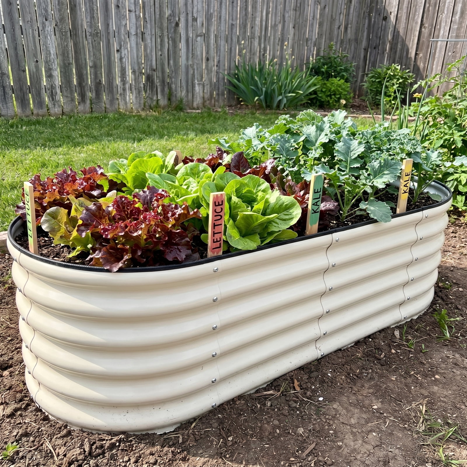 SnugNiture 2-Pack 4x2x1.5 ft Galvanized Raised Garden Bed, Outdoor Metal Planter Box for Vegetables, White