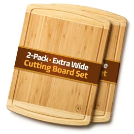 Large Bamboo Cutting Boards Good For Chopping Meat, Cheese and Vegetables (Set of 2) Large Bamboo Cutting Boards Good For Chopping Meat, Cheese and Vegetables (Set of 2)