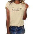 thumbnail image 2 of Smile Letter Graphic Tees for Women 2026 Summer Casual Short Sleeve Crewneck Mental Health Shirt Inspirational T Shirts, 2 of 4