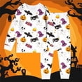 thumbnail image 2 of Shadoumai Halloween Pajamas for Size 8 Crewneck Cute Graphic Print Long Sleeve Loungewear Clothes Set Loose Sleepwear Set 2 Piece Summer Pajama Outfits, 2 of 3