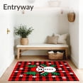 thumbnail image 3 of ODIKA 5'x7' Machine Washable Non-Slip Area Rug, Festive Snowman Welcome Buffalo Plaid Holiday Entrance High Traffic Rug with Pad, Red, 638394, 3 of 8