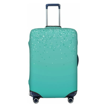 Uemuo Turquoise Glitter Printed Washable Luggage Cover - Fashion Suitcase Protector Fits 18-32 Inch Luggage -Small