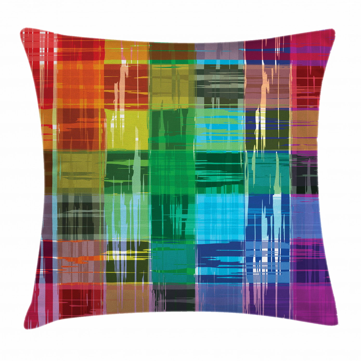 Decorative Square Accent Pillow Case 18 X 18 Ambesonne Abstract Throw Pillow Cushion Cover Rainbow Color Multicolored Expressionist Work of Art Vibrant Rainbow Design Tainted Pattern