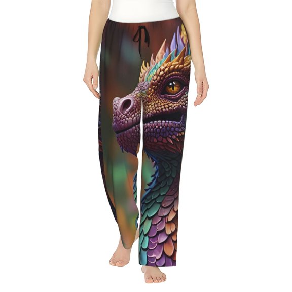 Vsdgher Rainbow Scales Fantasy Dragon Women’s Womens Pajama Pants, Lounge Wide Leg PantsLounge Pants,Sleep Bottoms, Lounge for Women-Small
