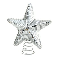 Christmas Tree Topper Star Shape 3D Hollow Disco Ornament, Creative Mirror Reflective Decoration For Home Outdoor Indoor Party Supplies