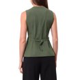 thumbnail image 3 of INSPIRE CHIC Vest for Women Button Down Crew Neck Waist Belt Business Casual Vest Tops XL Olive Green, 3 of 6