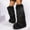 Black, variant on Women's Knee-High Winter Boots with Plush Faux Fur Top, Round-Toe Flat Design for Ultimate Warmth, Indoor & Outdoor Comfort