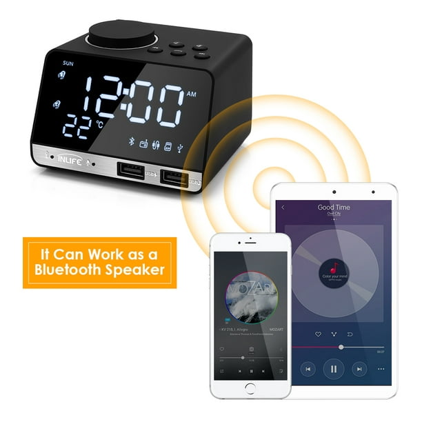 Réveil Numérique le Plus Récent, Horloges Électroniques à Miroir à LED avec 8 Alarmes en Option