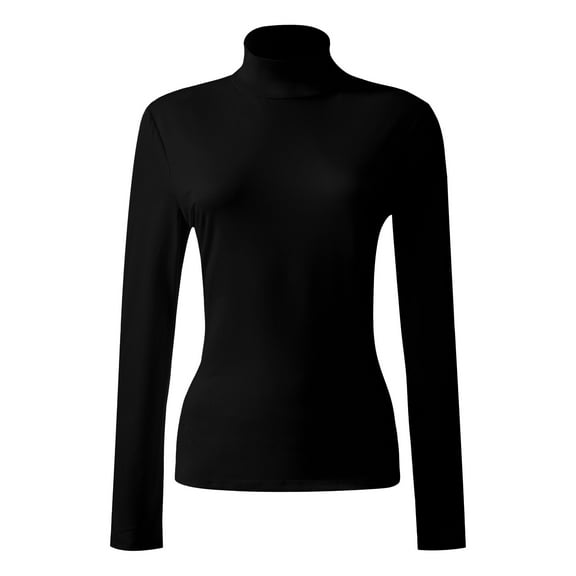 Women's Turtleneck Long Sleeve Shirts Slim Fitted Lightweight Base Layer Casual Tops