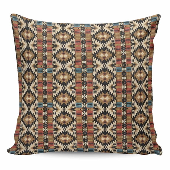 Throw Pillow Covers 18x18 Inch, Farmhouse Boho Decorative Pillow Cases for Couch Sofa Bed, Retro Rustic Abstract Tribal Motifs Cotton Linen Square Home Decor Pillowcases with Hidden Zipper