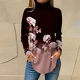 thumbnail image 2 of UoCefik Womens Athletic Tops Long Sleeve Turtleneck Shirts Plus Size Turtle Neck Tunic Tops To Wear with Leggings Floral Print Loose Fit Blouses Winter Sweatshirts Trendy Fall Clothes Deep Red XL, 2 of 5