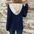 thumbnail image 4 of Clothing 2025 Sweatshirts for Women 2025 Sweatshirts Hoodies Knit Drawstring Hoodie Casual Button V Neck Tops Pullover Sweatshirt Womens Plus Size Sweatshirts Blue Xxxl, 4 of 7