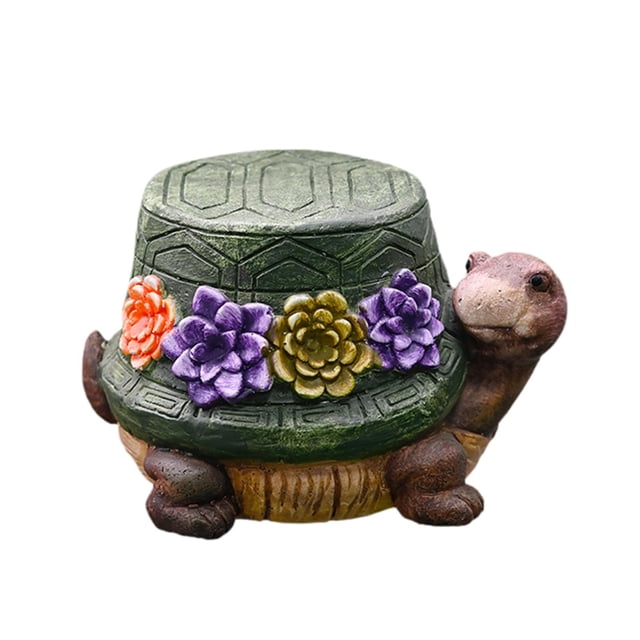 koolsoo Resin Turtle Shape Stool Garden Ornament Easy Maintenance Handmade Versatile