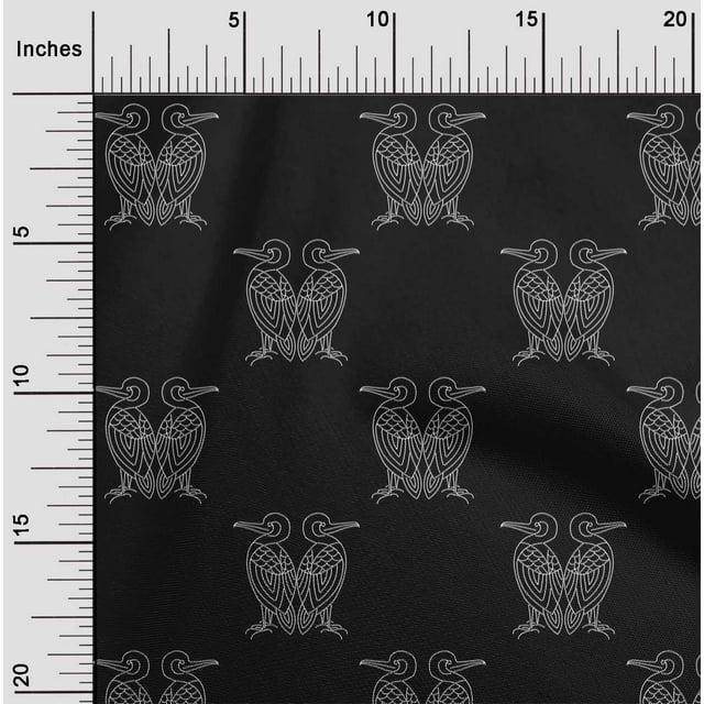oneOone Cotton Silk Fabric Bird Artistic Sashiko Print Fabric by Yard 42 Inch Wide