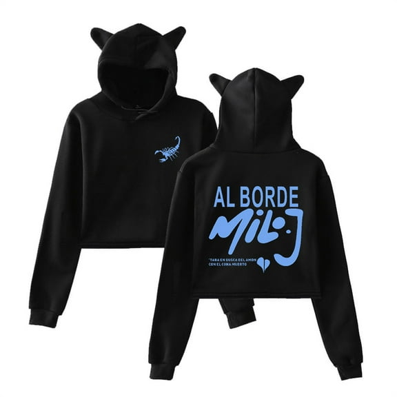 Milo J Al Borde Cat Ear Hoodie Fashion Short Pullover Casual Bear Ear Sweatshirt
