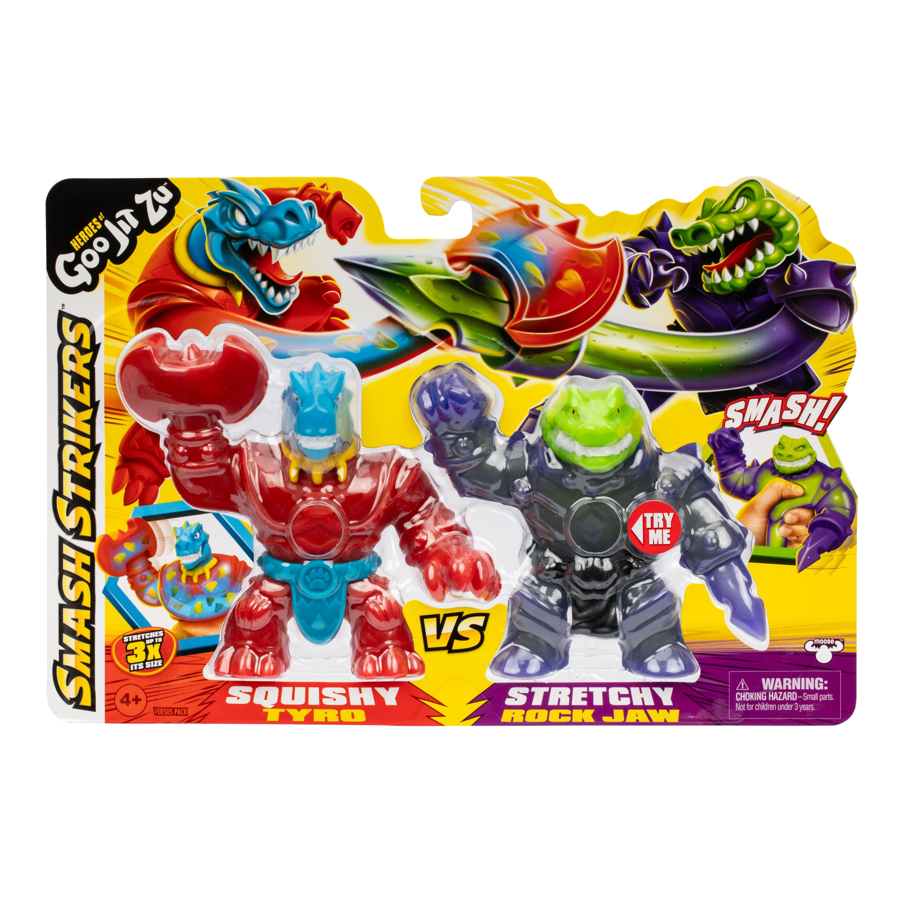 Heroes of Goo Jit Zu Smash Strikers Versus Pack, Squishy Tyro Vs Stretchy Rock Jaw, Ages5+