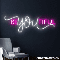 Craftnamesign Beyoutiful Neon Sign, Birthday Wall Decor, Beautiful Spa Wall Art