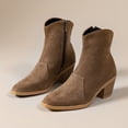 thumbnail image 5 of Khaki Women Casual Short Boots With Square Toe Embellishment And Thick Heel For Everyday Comfort And Slight Lift Perfect For Winter Fall, 5 of 9