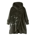 thumbnail image 1 of Women Printed Button Plush Tops Hooded Loose Cardigan Wool Coat Winter Jacket, 1 of 9