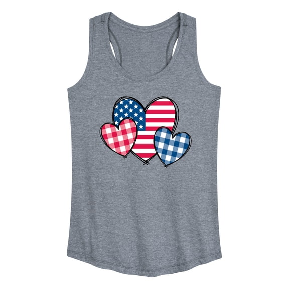 Instant Message - USA Patterned Hearts - Women's Racerback Graphic Tank
