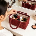 thumbnail image 5 of VMWMSSR Quilted Floral Fabric Storage Basket With Dual Handles Decorative Vintage Cloth Storage Bin Portable Organizer For Bedroom Living Room Nursery Countertop Home Decor(Red-8.66"), 5 of 5