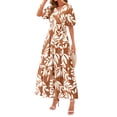 thumbnail image 1 of Vestido PRETTYGARDEN 2025 Verano Boho Floral Maxi Caqui M, 1 of 8