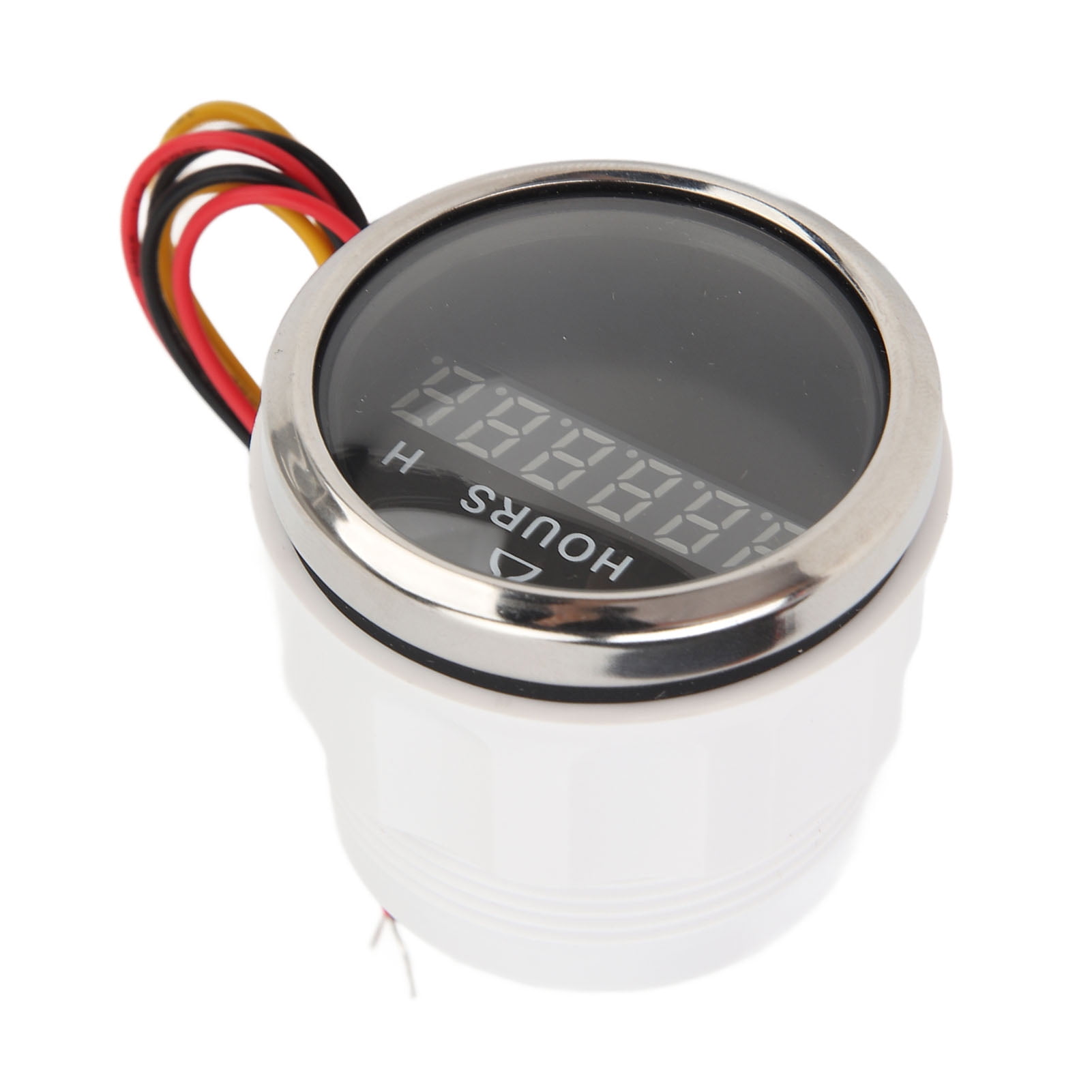 Yajisi DC 9-32V 52MM (2.05 in) Boat Round Digital Hour Meter High Precise Hourmeter Gauge Instrument For RVs Yachts Fishing Boats Marine Black Dial Silver Bezel Replacement Part Accessory