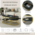 thumbnail image 4 of Juiluna Modern Marble Coffee Table, Metal Ellipse Cocktail Table Frame With Drawers And Shelves Storage, Contemporary Luxury Center Table For Bedroom Hallway Kitchen, 4 of 9
